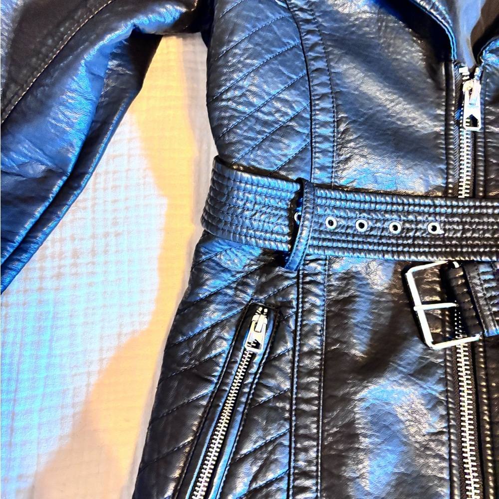Guess Midnight Black Leather Outerwear - Picture 8 of 16